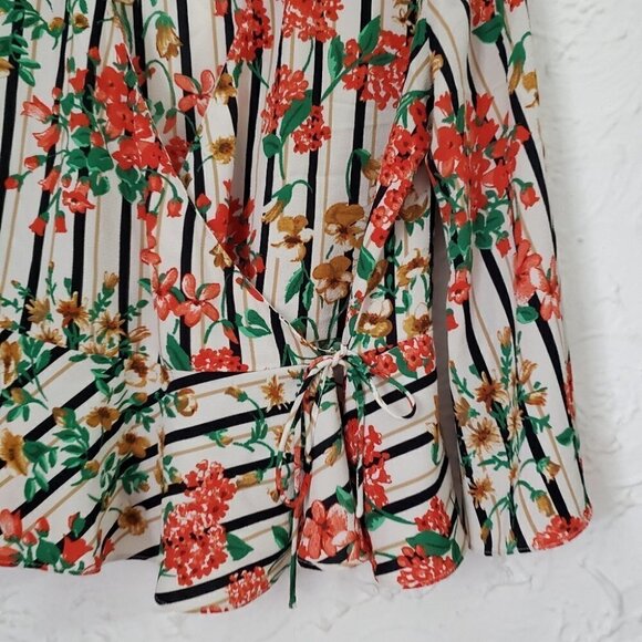 ZARA Multi color Blouse cache Flowers Wrap Striped - Picture 11 of 12